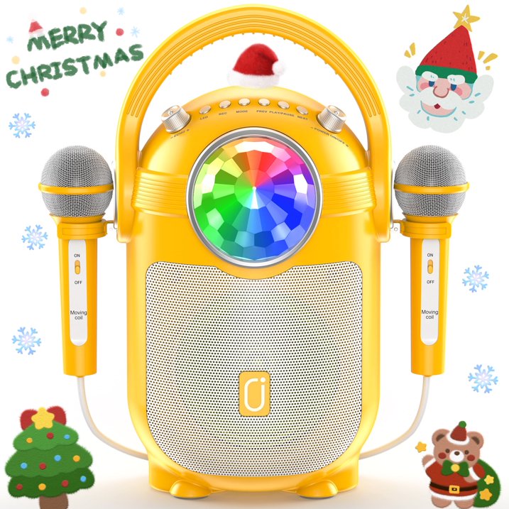 JYX Mini Karaoke Machine for Kids, Portable Bluetooth Speaker with Karaoke Microphones, Singing Machine Karaoke System