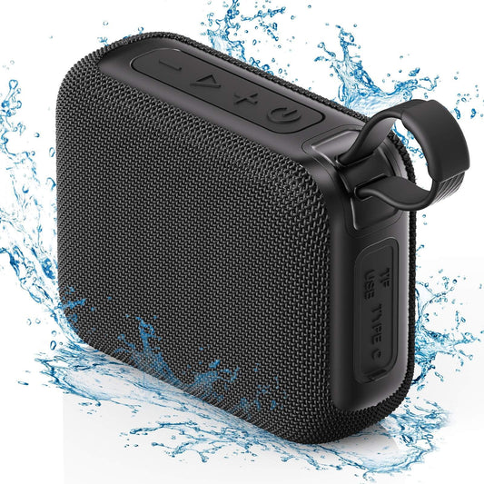 JYX Portable Bluetooth Speaker, IPX5 Waterproof Wireless Speaker with Loud Stereo Sound, 24H Playtime, Mini Party Speaker with Colorful LED Lights for Outdoor, Travel, Hiking, L3-Black