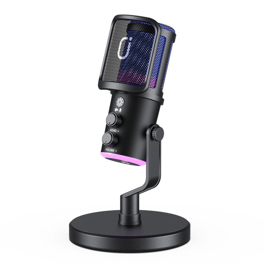 JYX Microphone, USB Dynamic Gaming Microphone for PC PS4/5, Podcast, Streaming, Music Recording Mic with Shock Stand, RGB, Anti Spray Net, Mute, Noise Cancellation, Reverb, 3.5mm Headphone Jack