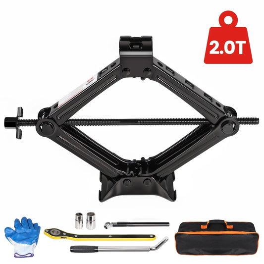 KROAK Scissor Jack Set 2 Ton (4409 lbs), 4.33 15.75 Lifting Range, 9PCS Car Emergency Kit Scissor Jack for Car RV SUV Truck