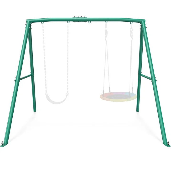 KloKick Heavy Duty A Frame Swing Stand, 440lbs Capacity, Metal Swing Frame with 5 Hanging Hooks, for Kids and Adults, Outdoor Fun(Green)