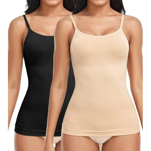MANIFIQUE 2 Pack Compression Tank Cami  Tummy and Waist Control Body Shapewear Camisole for Women