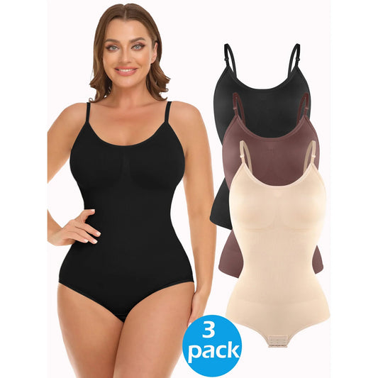 MANIFIQUE 3 Piece Shapewear Bodysuits Women Clothing Tummy Control Seamless Full Body Shaper V Neck Jumpsuits Top