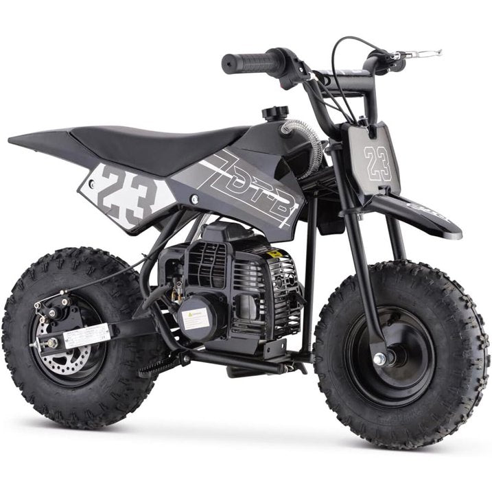 Mini Kid Dirt Bike, 49 CC 2 Stroke Gas Bike with Off Rode Tire, Suspensions, Disc Brakes, Max Load 160Lbs, Up to 20Mph, EPA Approved