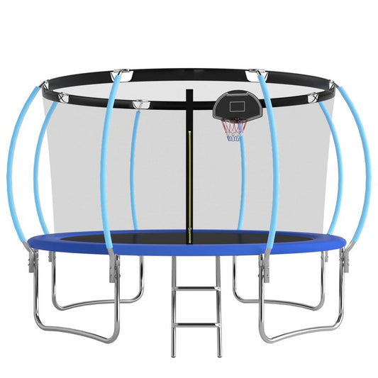 OVATOYS 1200LBS 12FT Trampoline for Adults and Kids,Trampoline with Enclosure,Basketball Hoop, Recreational Trampoline with Ladder, Heavy Duty Trampoline Capacity for 5 6 Kids