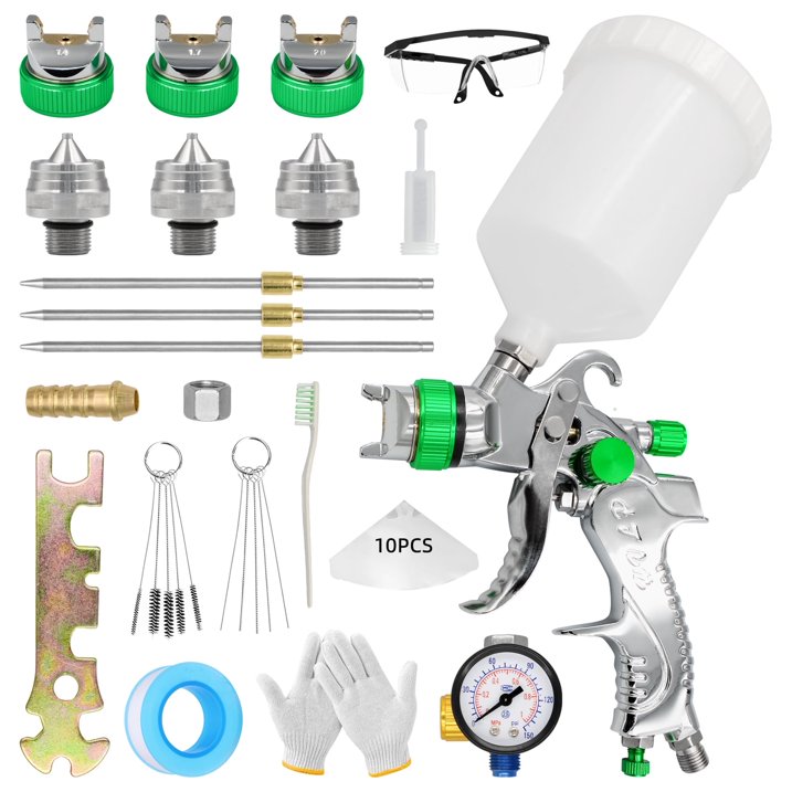 Sentryse Professional HVLP Spray Gun Set Gravity Feed Air Spray Gun with 1.4, 1.7, 2.0mm Nozzles for Auto Paint, Primer, Touch Up