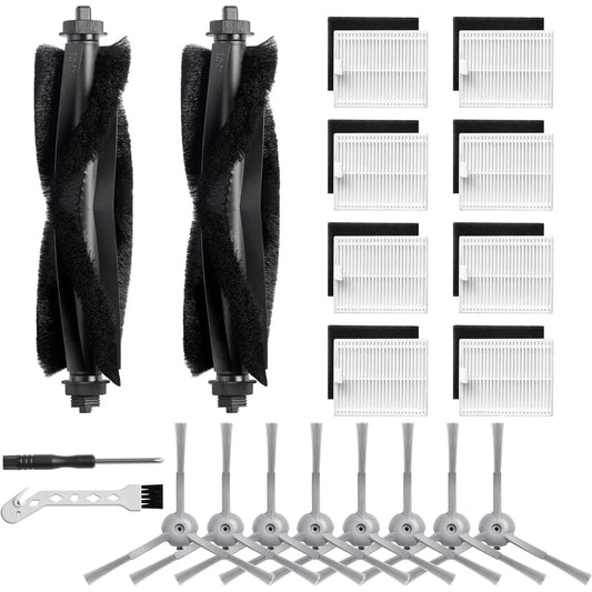 Replacement Parts for eufy L60 eufy L50 Robot Vacuum, Replacement Accessories Kit Include 2 Roller Brushs, 8 HEPA Filters, 8 Side Brushs, 1 Clean Tool and 1 Screwdriver