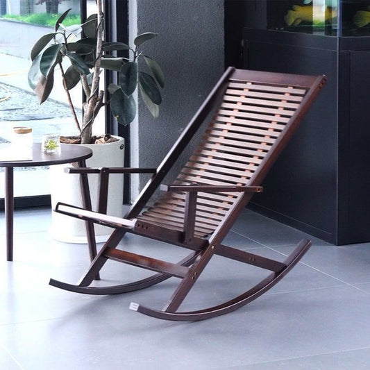 SUSUZI Bamboo Rocking Chair with Armrests, Ergonomic Design, Indoor/Outdoor Use, Supports 350lbs, Walmut, Easy Assembly