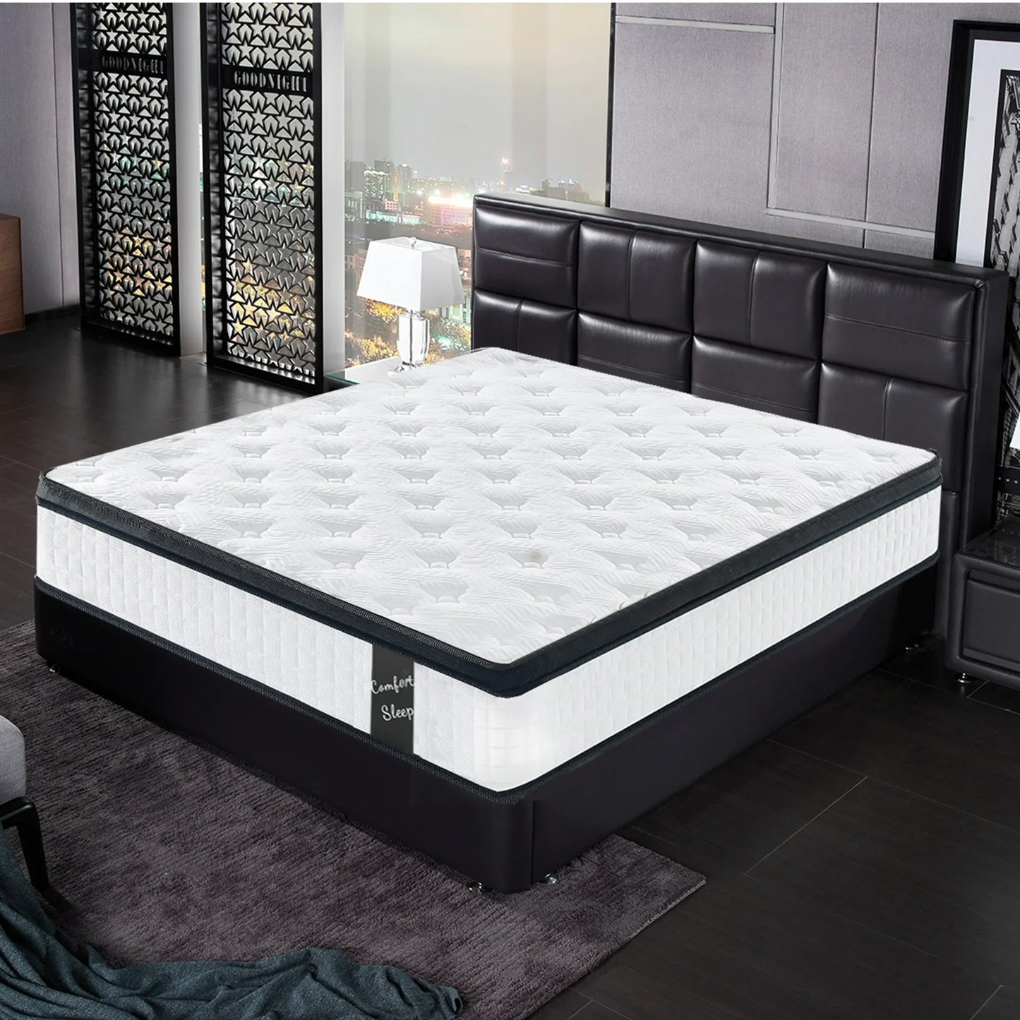 HSUNNS 12" Queen Size Hybrid Memory Foam Mattress with Breathable Fabric Cover, 7-Zoned Cool Memory Foam Mattress for Sleep Support and Pressure Relief, Medium Firm Queen Mattress