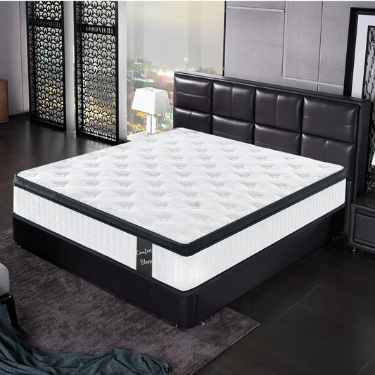 HSUNNS 12" Queen Size Hybrid Memory Foam Mattress with Breathable Fabric Cover, 7-Zoned Cool Memory Foam Mattress for Sleep Support and Pressure Relief, Medium Firm Queen Mattress