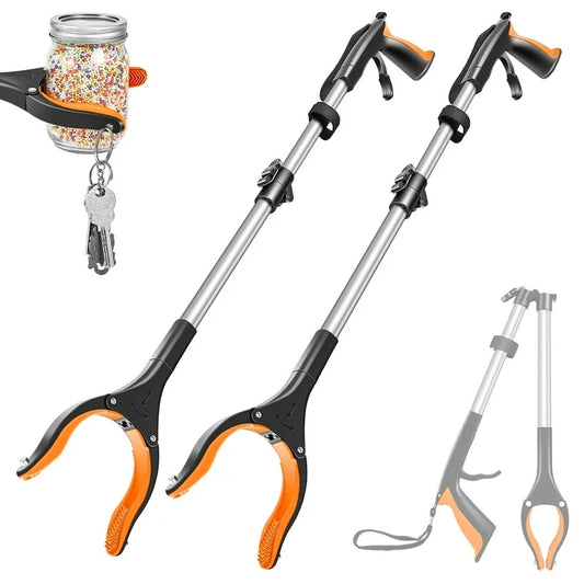 Saker 32 Foldable Reacher Grabber Tool, 2 Pack Aluminum Pickup Tool with 360 Rotating Jaw  Magnetic Tip for Easy Grab and Pickup