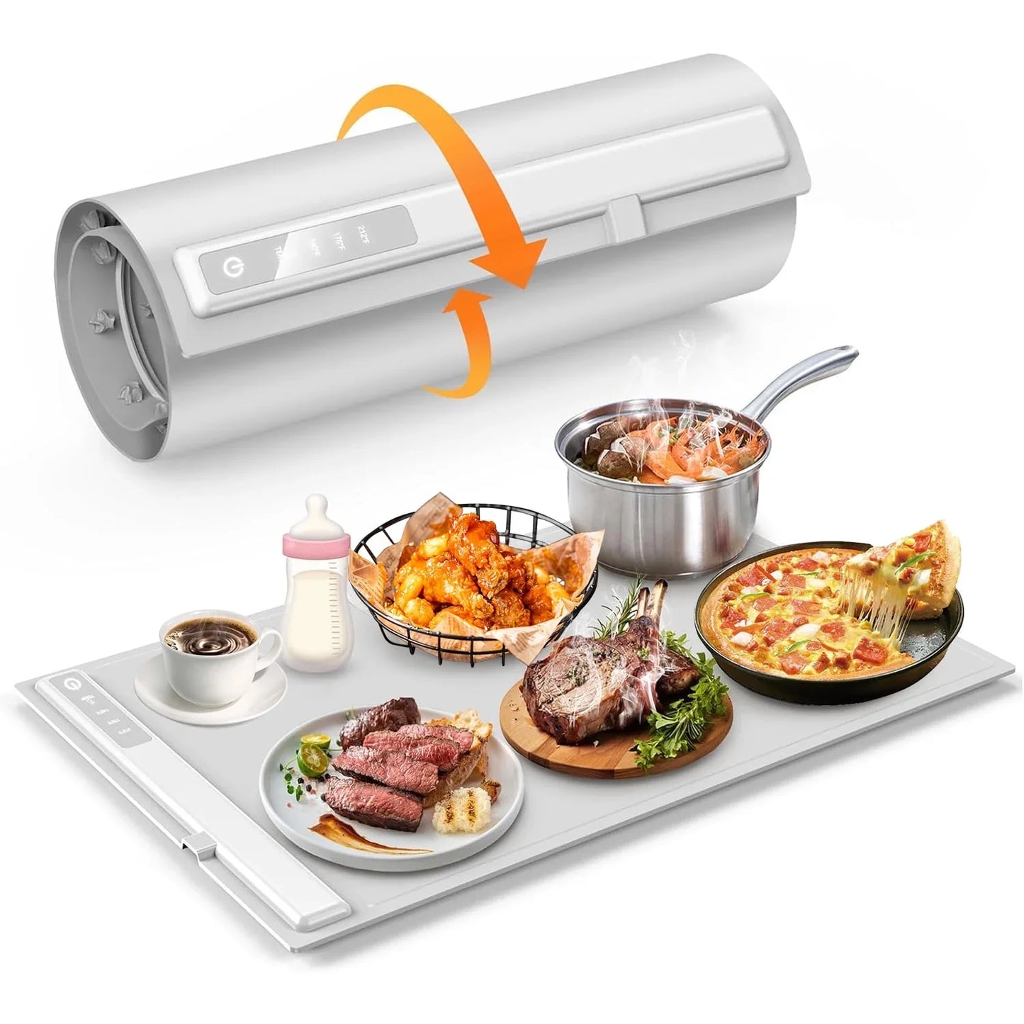 Silicone Food Warming Tray  Adjustable Temps 10s Heating,Portable Food Warmer for Dinner Parties, Buffet, Travel