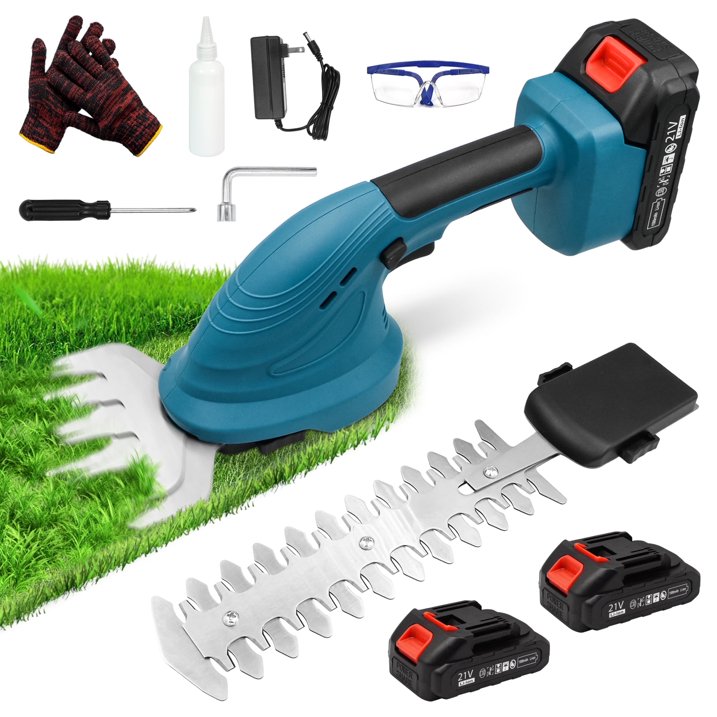 Sentryse Hedge Trimmer  Cordless Grass Shear 2 in 1 Handheld Trimmer Electric Grass Shear, Battery Operated Hedge Shears with 2 Batteries and Charger