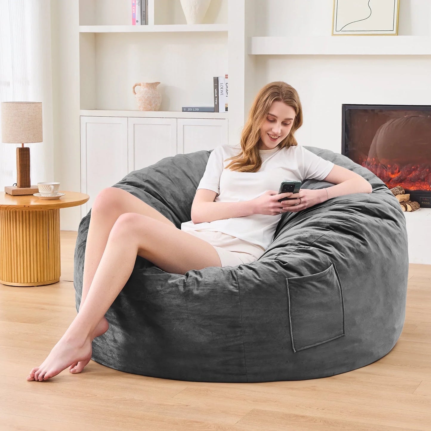 XIECUVA Bean Bag Chair Stuffed Memory Foam for Adults and Kids，Medium Size Beanbag Sofa，3 ft