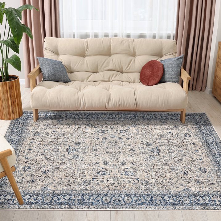 YEERSWAG 8x10 Area Rugs for Living Room Bedroom Machine Washable Stain Resistant Non-Shed Carpet with Non Slip Backing,Vintage Rug for Dining Room