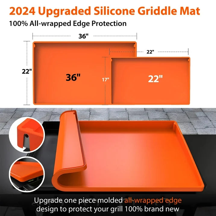 Fixdono 36 Griddle Mat Silicone for Blackstone, Magnetic Protective Cover Mats Blackstone Griddle Orange
