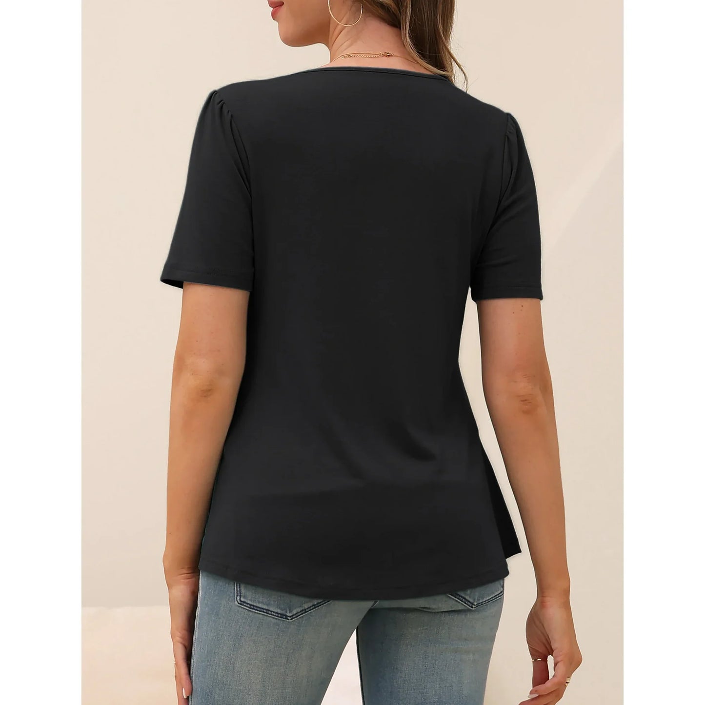 a.Jesdani Womens Blouses Short Sleeve Tunic Tops Pleated Casual Summer Shirts m 3x