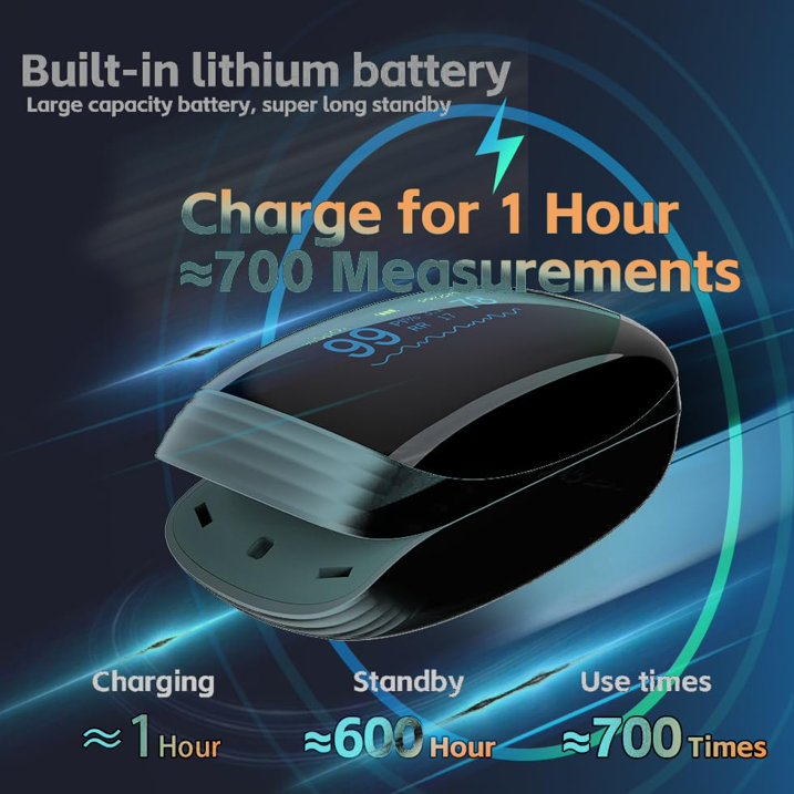 SUWU Rechargeable Pulse Oximeter Fingertip Oxygen Monitor Fingertip with SpO2 Pulse Rate and PI RR OLED Precision Fast Oximeter SpO2 Reading Outdoor Sports Home (Black)