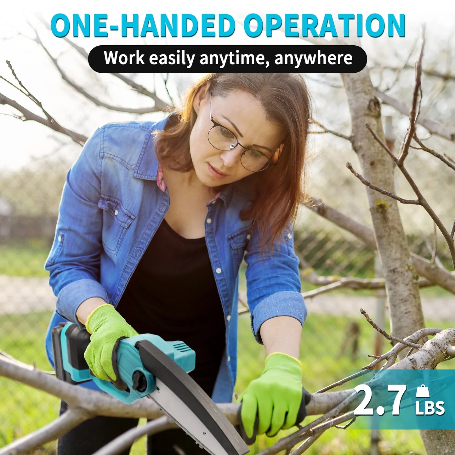 Tidymend Mini Chainsaw 6 Inch, 21 V Battery Powered Electric Chain Saw, Cordless Chainsaw with 2 Batteries  2 Chains  Charger