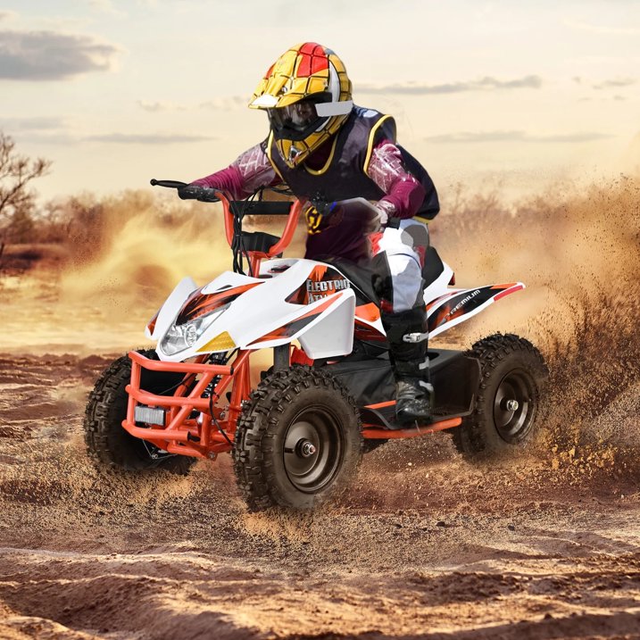 Electric ATV,Dirt Quad 4 Wheelers Vehicle 36V Kids Quad Bike 500W 12 15MPH Adjustable Speed Dual Suspension for Kids Ages 13+ (Orange)