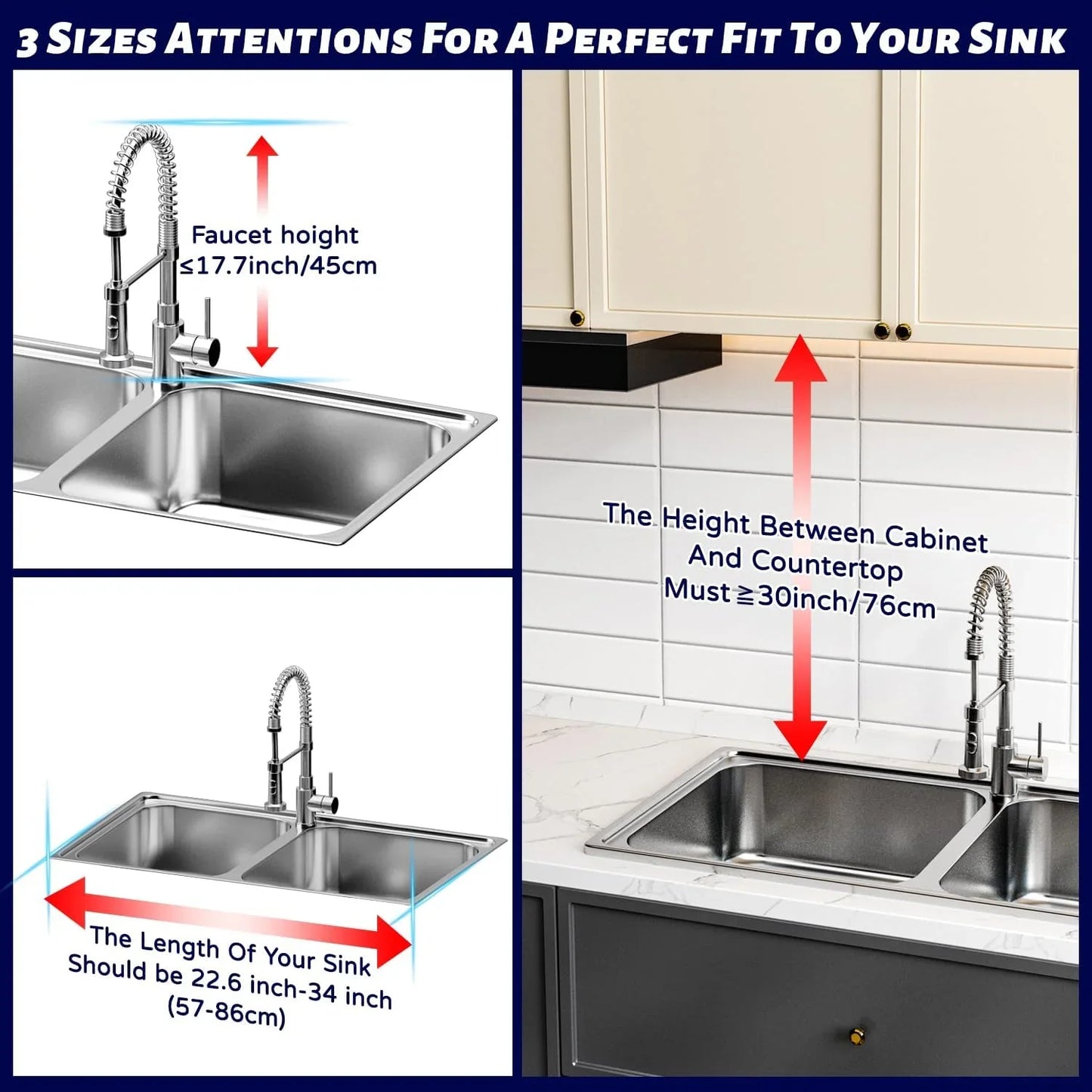 Over The Sink Dish Drying Rack (Expandable Height and Length) Snap-On Design 2 Tier Large Dish Rack