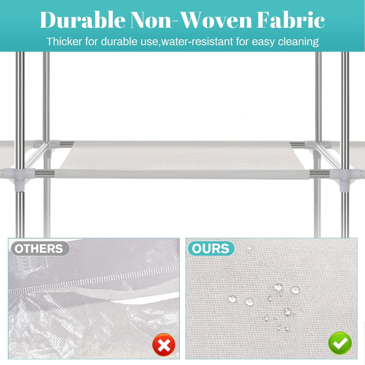 HONEIER Portable Closet Storage Organizer Clothes Wardrobe Shoe Clothing Rack Shelf Dustproof Non woven Fabric, Quick and Easy to Assemble