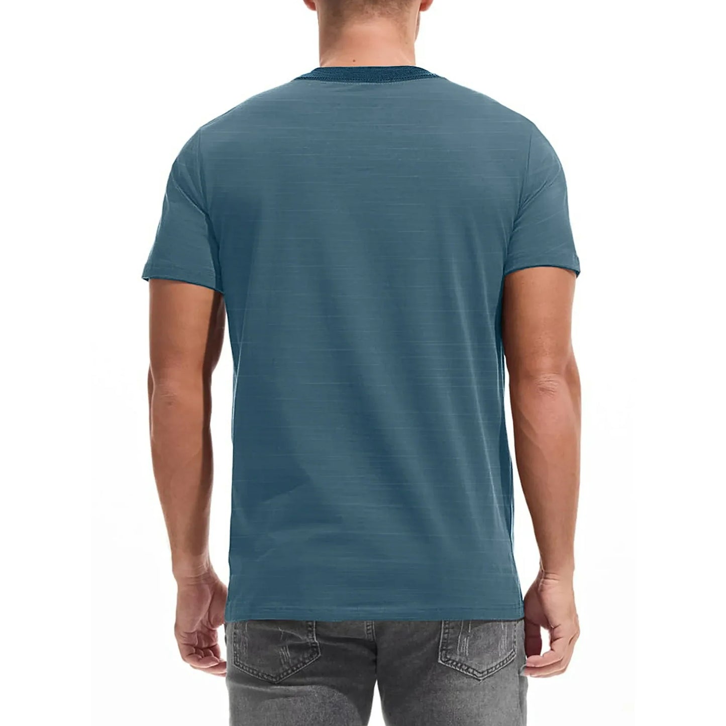 GENTS BLISS Short Sleeve Men T-shirts Ribbed Crew Neck Shirts for Men Color Block Tee Shirts with Pocket