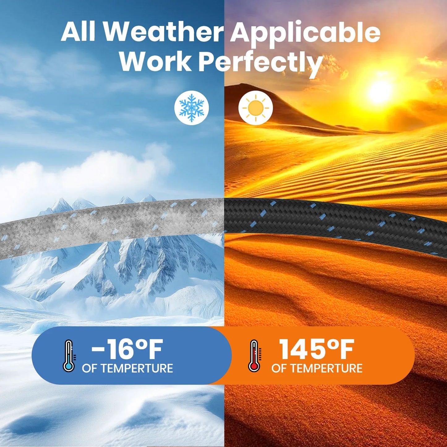 GVDV 100 Ft Garden Hose  Durable Fabric Skin Water Hose with 10 Way Spray Nozzle, Explosion Proof, Perfect for Commercial  Residential