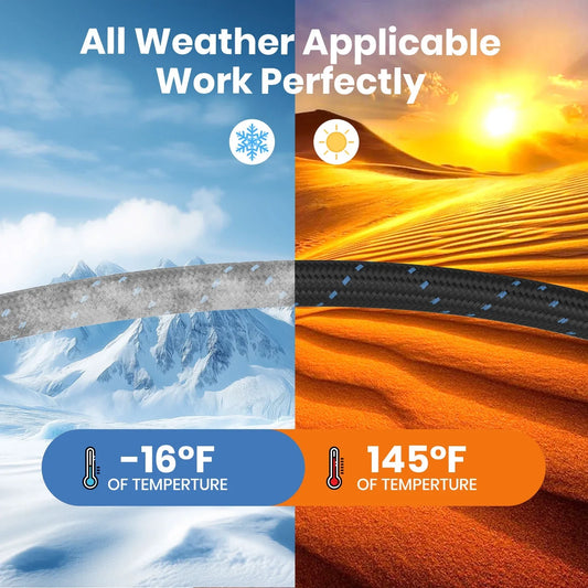 GVDV 100 Ft Garden Hose  Durable Fabric Skin Water Hose with 10 Way Spray Nozzle, Explosion Proof, Perfect for Commercial  Residential