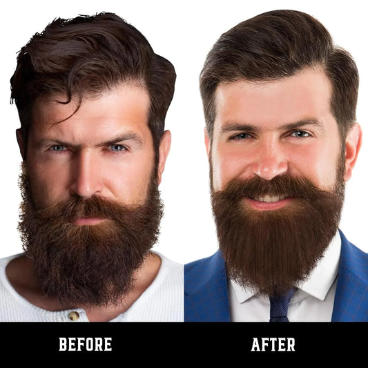 FEBOTE Upgraded 5-in-1 Beard Straightener Grooming Kit for Men - Beard Straightener, Beard Brush, Comb, Mustache Scissors & Travel Bag, Perfect Christmas Gift for Him