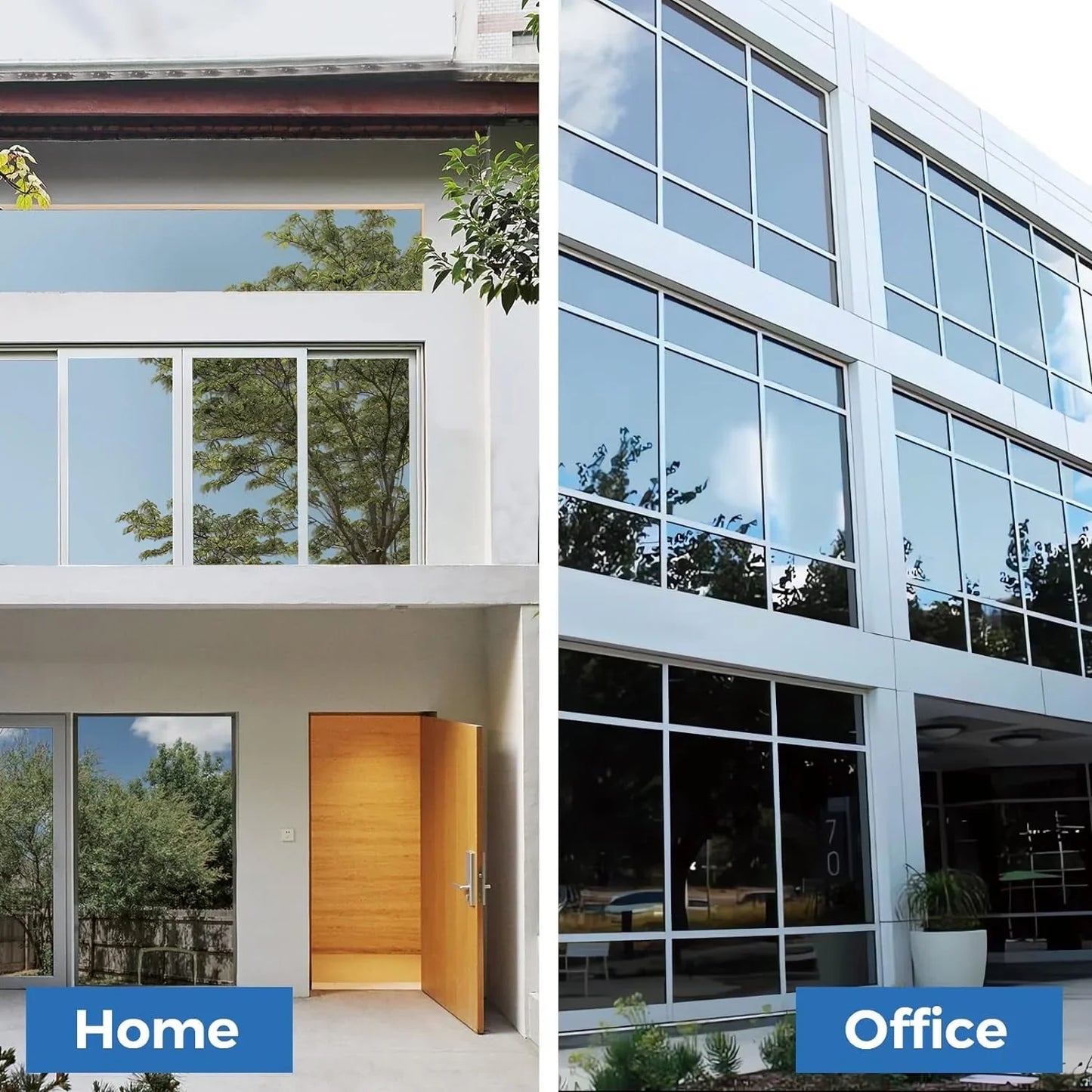 BSHAPPLUS 79x18 inch One Way Window Privacy Film Daytime Privacy Window Tint for Home,UV Blocking Reflective Heat Control Glass Films Non-Adhesive Mirror Window Clings,Black