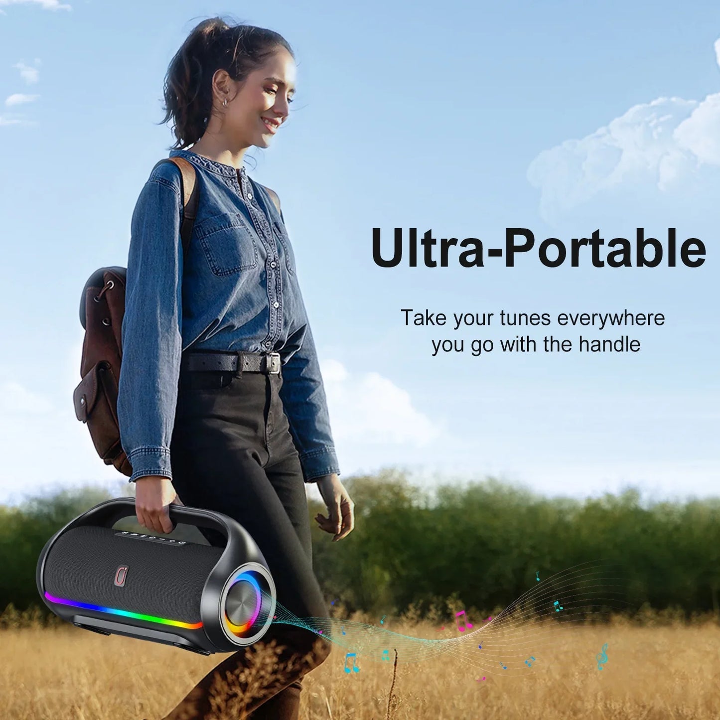 FanFun Karaoke Machine for Aldult, Waterproof Bluetooth Speaker with 2 Microphones, Portable Karaoke Speaker with DJ Light, Deep Bass Wireless Speaker PA System, Support USB/AUX/ TF Card/ Mic/ TWS