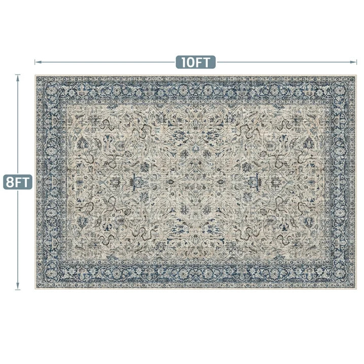 YEERSWAG 8x10 Area Rugs for Living Room Bedroom Machine Washable Stain Resistant Non-Shed Carpet with Non Slip Backing,Vintage Rug for Dining Room