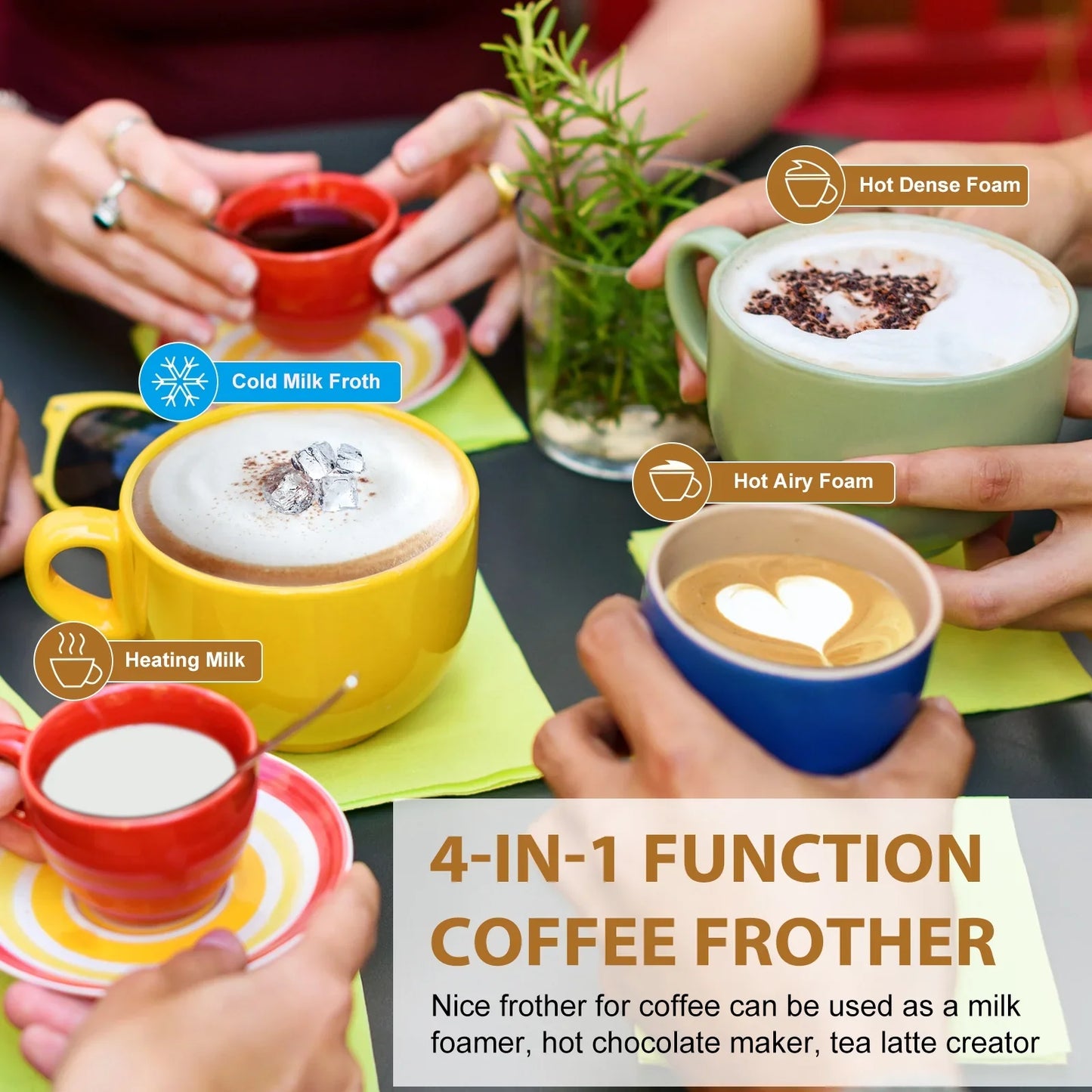 4 in 1 Automatic Milk Warmer Stainless Steel with Touch Screen,Foam Maker for Espresso, Coffee, Milk, Latte Cappuccino, Macchiato, Hot Chocolate