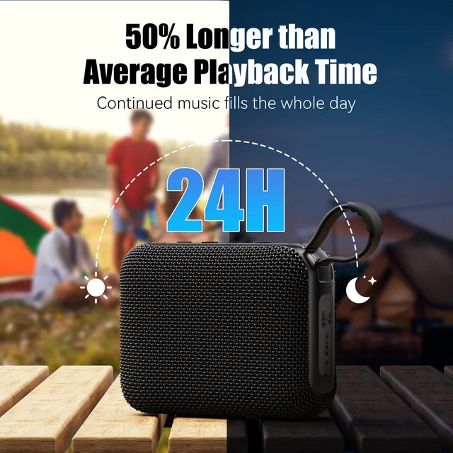 JYX Portable Bluetooth Speaker, IPX5 Waterproof Wireless Speaker with Loud Stereo Sound, 24H Playtime, Mini Party Speaker with Colorful LED Lights for Outdoor, Travel, Hiking, L3-Black