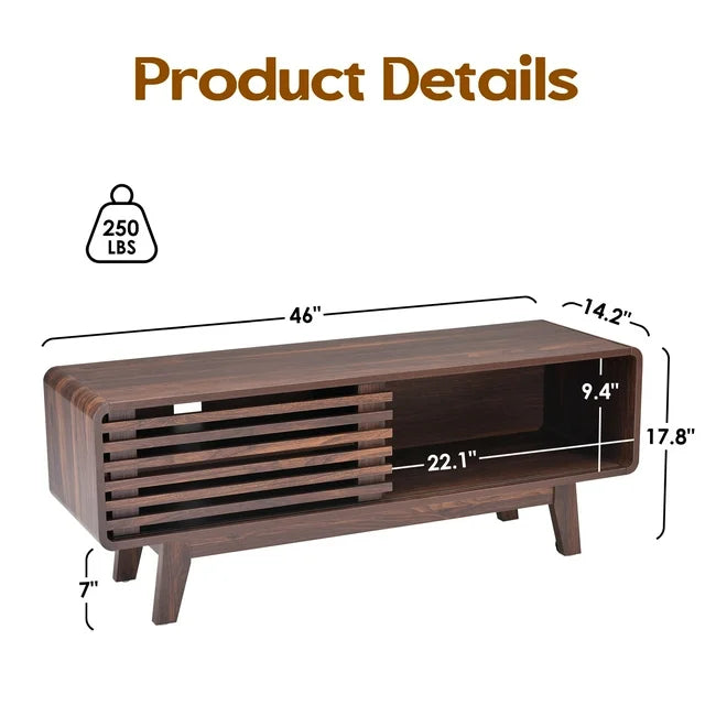 Farini TV Stand for TV up to 59", Entertainment Center with Storage and Sliding Door, Walnut