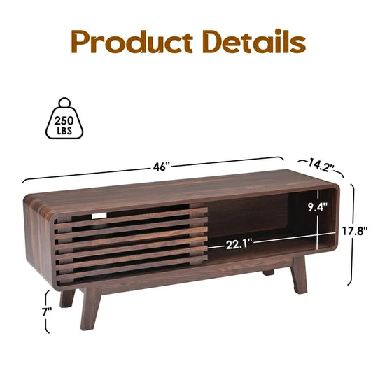 Farini TV Stand for TV up to 59", Entertainment Center with Storage and Sliding Door, Walnut