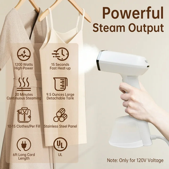 Reichtum Steamer for Clothes, Handheld Clothes Steamer,15S Fast Heat up, Upgraded Large Detachable Water Tank, Lightweight Portable Steamer for Home, Office and Travel