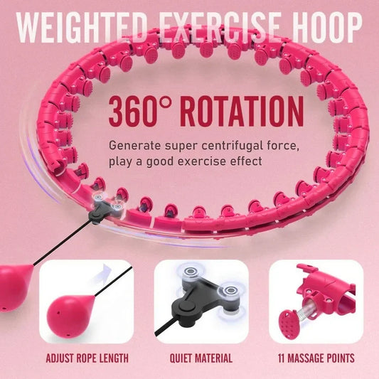 Arsvita Quiet Weighted Hula Hoops Detachable Hoops, Smart Noiseless Infinity Hula for Women, 2 in 1 Waist and Abdominal Workout Equipment at Home, 46 inch 24 Knots