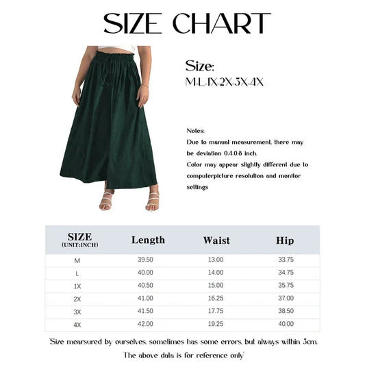 FOLUNSI Women's Plus Size Wide Leg Pants Casual Loose High Waist Culottes Trousers m-4x