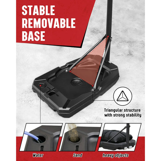 Seray Basketball Hoop with 3.2-7.2 feet Height Adjustable for Kids/Teens/Adults, Portable Basketball Goal with 29 inch Backboard and 2 Wheels for Outdoor/Indoor Sports