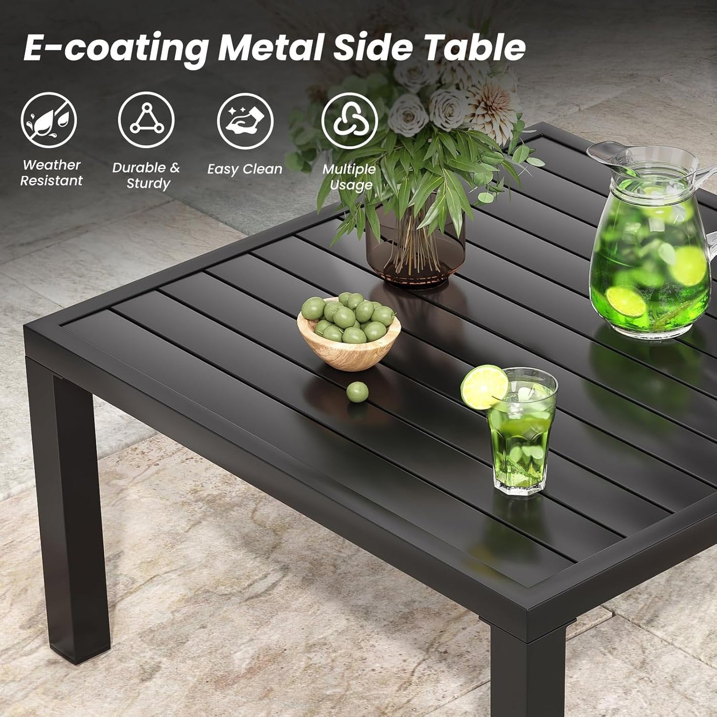 Farini Small Patio Furniture Set, 3 Piece Outdoor Bistro Set, 2 x Swivel Patio Chairs and 1 x Small Side Table, Outdoor Table and Chairs Set with 4" Thick Cushions for Backyard, Porch, Poolside